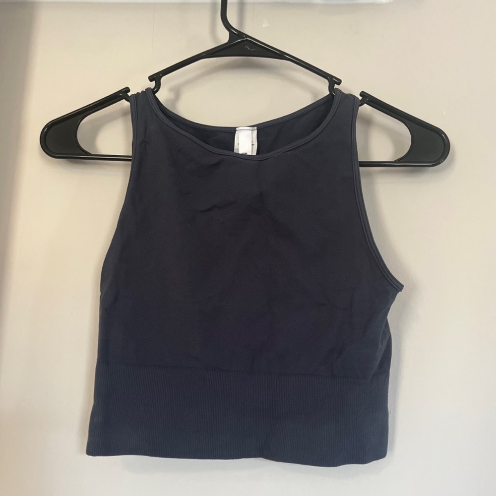 Women's Navy Sleeveless Crop Top